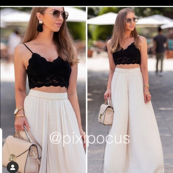 Zara Palazzo Pleated Pants - Vanilla - Picture 6 of 11